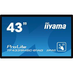 IIYAMA Pos monitor Prolite TF4339MSC-B1AG 43" VA Touch, 1x VGA/2xHDMI 1.4/DisplayPort 1.4