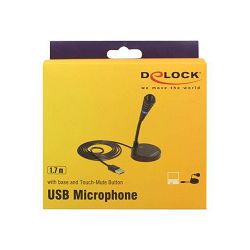DELOCK USB Mikrofon with base and Touch Mute Button, 65868