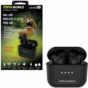 Maxmobile slušalice F80 TWS, Bluetooth, ANC, Black