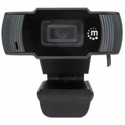 Manhattan webcam 1080p, Full HD, USB, Integrated Microphone, Adjustable Clip Base, 30 fps, Black, 462006