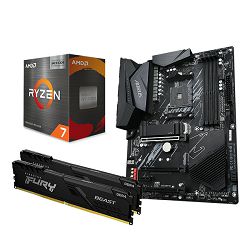 AMD Bundle Ryzen 7 5800X3D Promo, Gigabyte B550 Aorus Elite V2, DDR4 32GB (2x16) Kingston 3600MHz Fury BEAST, KF436C18BBK2/32
