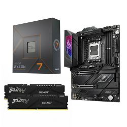 AMD Bundle Ryzen 7 7700X Promo, ROG STRIX X670E-E GAMING WIFI, DDR5 32GB Kingston  Fury BEAST 5600MHz Expo