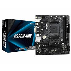 Asrock A520M-HDV, AMD A520, AM4, 90-MXBE50-A0UAYZ