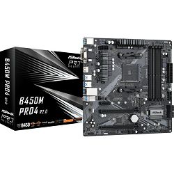 Asrock B450M-PRO4 R2.0, µATX, AM4, 90-MXBEG0-A0UAYZ