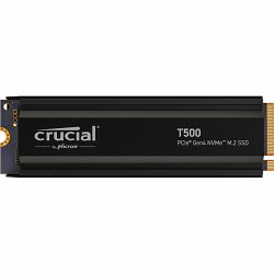Crucial SSD 1TB T500, heatsink, M.2 SSD, NVMe PCIe, Gen 4, CT1000T500SSD5