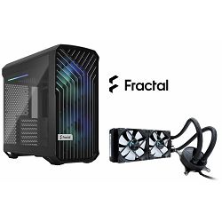 Fractal komplet Midi Tower Torrent Compact Black TG RGB + vodeno hlađenje Celsius S24, Blackout, 240mm, PROMO