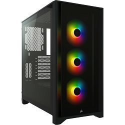 Corsair Midi Tower iCUE 4000X RGB, glass window, Black, CC-9011204-WW