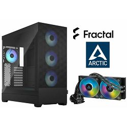 Fractal/Arctic komplet Full Tower Pop XL Air RGB Black TG + vodeno hlađenje Freezer II 280 A-RGB, Black, 280mm, PROMO