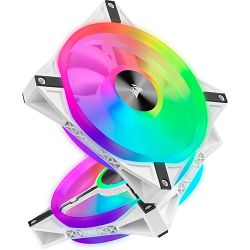 Ventilator Corsair iCUE QL140 RGB PWM, Dual Fan Kit, White, 140mm,  CO-9050106-WW