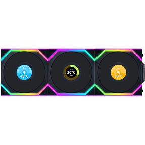 Lian Li ventilator 120mm UNI FAN SL LCD Wireless 120, ARGB, PWM, 3-Pack + kontroler, Black, 12SLLCD1W3B