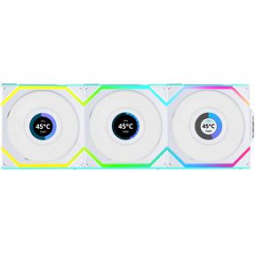 Lian Li ventilator 120mm UNI FAN SL LCD Wireless 120, ARGB, PWM, 3-Pack + kontroler, White, 12SLLCD1W3W