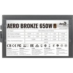 Napajanje Aerocool 650W AERO, 80 PLUS Bronze, ACPB-AR65AEC.11