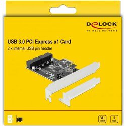 Delock PCI Express card to 2x internal USB 3.0 post connector, 90387