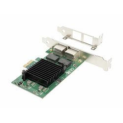 Digitus DN-10132 LAN adapter, 2xRJ-45, Gigabit Ethernet, PCIe