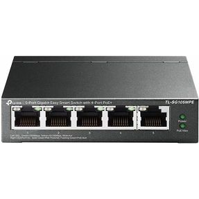TP-Link Switch TL-SG105MPE, 5-Port Gigabit Easy Smart Switch with 4-Port PoE+, metalni