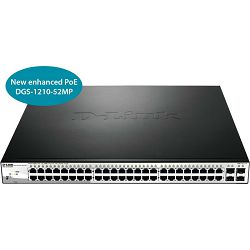 D-Link Switch DGS-1210-52MP, 52-Port, Smart+, Managed, Gigabit, 48xPoE, 370W, DGS-1210-52MP