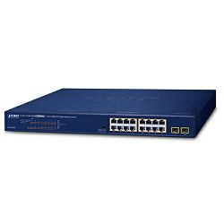 Planet Switch GSW-1820HP 16-Port 10/100/1000T 802.3at PoE + 2-Port 1000X SFP Gigabit Ethernet Switch