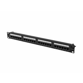 Lanberg mrežni patch panel Cat.6A, 24x RJ45, UTP, 19", 1U, crni, PPUA-1124-B
