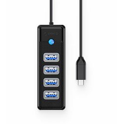 Orico USB-C hub, 4-port, 4x USB-A, USB 3.0, black, PW4U-C3-015-BK-EP