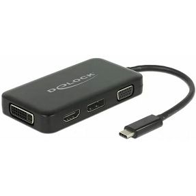 Delock adapter USB Type-C M to VGA/HDMI/DVI/ DisplayPort F, Black, 63929