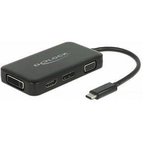 Delock adapter USB Type-C M to VGA/HDMI/DVI/ DisplayPort F, Black, 63929
