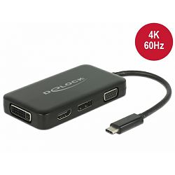 Delock adapter USB Type-C M to VGA/HDMI/DVI/ DisplayPort F, Black, 63929