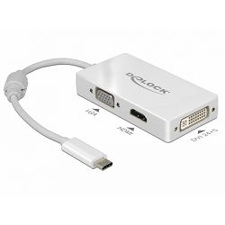 Delock adapter USB Type-C M to VGA/HDMI/DVI F, White, 63924