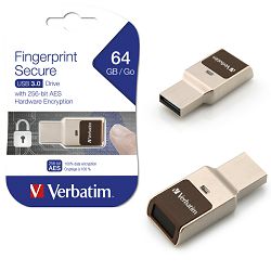 USB 64GB Verbatim Fingerprint secure drive, AES 256-bit hardware enkripcija, 49338