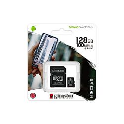 SD micro Kingston Canvas Select Plus 128GB, R100, adapter, SDCS2/128GB