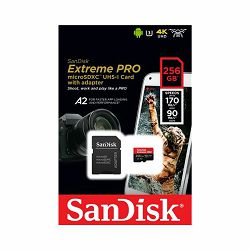 SD micro 256GB Sandisk Extreme Pro A1, V30, U3 + adapter, SDSQXCZ-256G-GN6MA