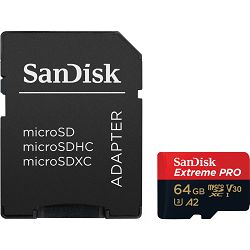 SD micro Sandisk Extreme Pro 64GB, adapter, SDSQXCU-064G-GN6MA