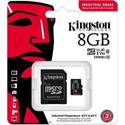 SD micro Kingston Industrial 8GB, R100, adapter, SDCIT2/8GB
