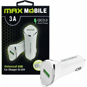 Maxmobile auto punjač USB Quick Charge 3A, 18W, SC-209, Bijeli