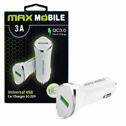 MAXMOBILE auto adapter USB SC-209 QC 3.0,18W QUICK CHARGE 3A, bijeli
