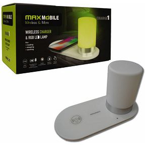 Bežični punjač Maxmobile, RGB LED SVJETILJKA, S2, QC, 10W, bijeli
