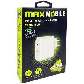 Kućni punjač Maxmobile, PD 33W, Sonic charger, USB-C, TR-307, bijeli