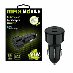 MAXMOBILE AUTO ADAPTER PD QC 3.0 DUO TYPE-C-SC-233003,50W QUICK CHARGE crni, 3858894348114
