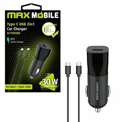 Auto adapter Maxmobile, PD QC3.0, USB-C, SC-198008, USB-C kabel, 30W