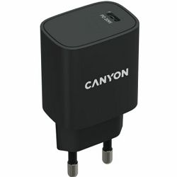 Punjač Canyon H-20, PD, 20W, USB-C, crni, bez kabela, CNE-CHA20B02
