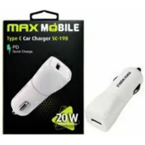 Auto adapter Maxmobile, PD QC3.0, USB-C, SC-198, 20W, Bijeli