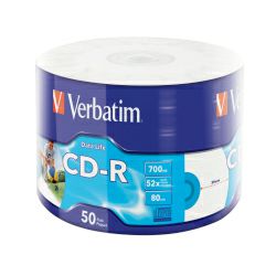 CD-R medij Verbatim 700MB 52× DataLife Inkjet Printable 50-pack, V043794