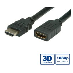 Kabel HDMI M/HDMI F, 2m, HDMI produžni kabel sa mrežom, Roline, 11.99.5575