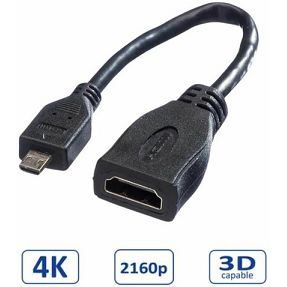 Adapter HDMI micro (M)/HDMI (Ž), 0.15m, Roline, 11.99.5584