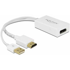 Adapter HDMI (M)/Display Port (Ž)+ USB 2.0, 0.25m, White, Delock, 62496