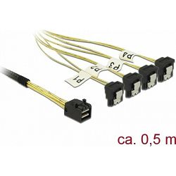 Kabel mini SAS HD (SFF-8643) to 4x SATA angled, 0.5m, Delock, 85684