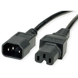 Kabel za napajanje 220V 1.8m, C14 (M) na C15 (Ž), Roline, crni, 19.99.1122