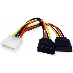Kabel SATA Molex/2xSATA 0.12m, Roline, 11.03.1050