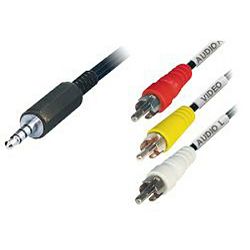 Kabel audio/video 1x3.5/3xcinch 2m, TRN-VD5-2BL