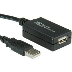 Kabel produžni USB 2.0, 12m, USB-A/USB-A M/F, Aktivni, Roline, Crni, 12.99.1110