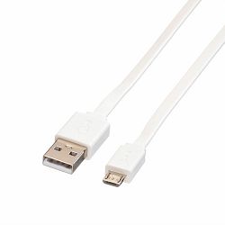 Kabel USB 2.0, 1m, USB-A/Micro USB-B M/M, Roline, Bijeli, 11.02.8761